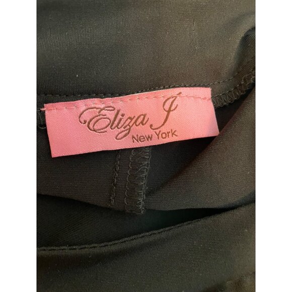 Eliza J Black Midi Dress 3/4 Sleeve Boatneck Slim Fit Size Medium Versatile - Picture 5 of 9